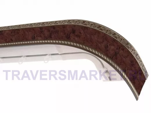 320см карниз ЕСЕНИН СЕРЕБРО 3х рядный с декор. планкой 70мм БУБИНГО гл. в инд. уп. ультракомпакт