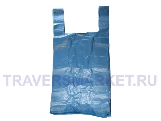 Пакет майка ПНД 30+16х60, 15мкм синяя  (100шт./уп) (цена за 1шт)