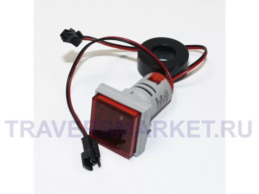 Вольтамперметр цифровой LED AC/50Hz (20-500VAC, 0-100A датчик тока) DMS-205 красный (31х27, Dк-22мм)