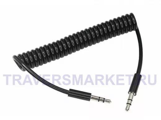 Кабель AUX (3,5 мм-3,5 мм) 1,0м  спираль черный