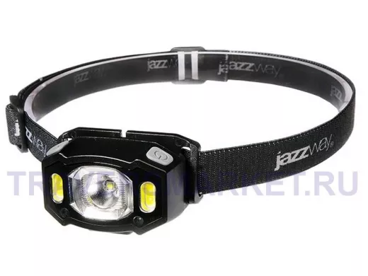 Фонарь  Jazzway AccuH3- L5W-bk налобный чёрный ( Micro USB, 300 Лм, IP54, литий-полимерный аккумулят