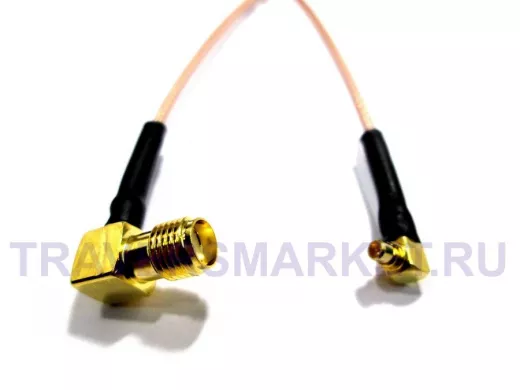 MMCX male(штекер) - SMA female(гнездо) длина  0,3метра, кабельная сборка, угловой-угловой