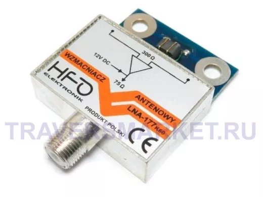 LNA-177 усилитель дециметровый на плате в защищенном металлическом корпусе, 5-12 В, усиление 19-30дБ