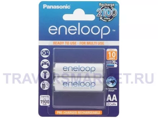 Аккумулятор AA 1900 mAh 1,2В Panasonic Eneloop Pro BK-3MCCE/2BE BL-2  (цена за 1 элемент)