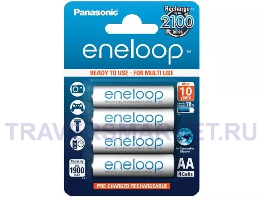Аккумулятор AA 1900 mAh 1,2В  Panasonic Eneloop Pro BK-3MCCE/2BE BL-4  (цена за 1 элемент)