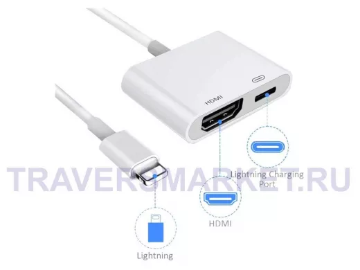 Орбита OT-AVW53 переходник (штекер Lightning - гнездо HDMI/Lightning) 15 см