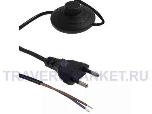 Сетевой шнур с выключателем для бра 2,5 метра кабель 2x0.75мм "ABI 196303" черный