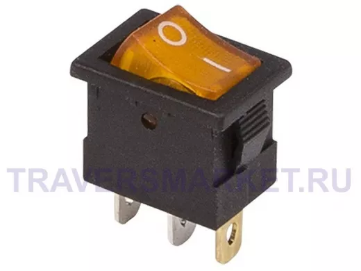 Выключатель клавишный 12V 15А (3с) ON-OFF желтый  с подсветкой  Mini  REXANT