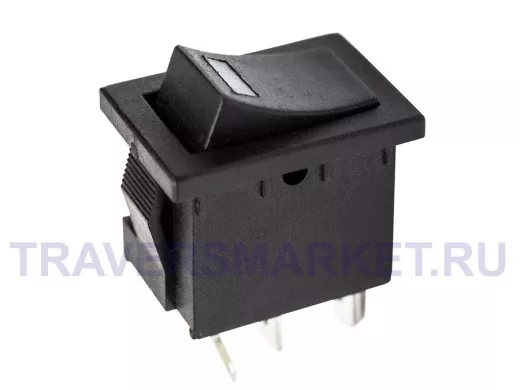 Выключатель клавишный 12V 15А (3с) ON-OFF черный  с подсветкой  Mini  REXANT