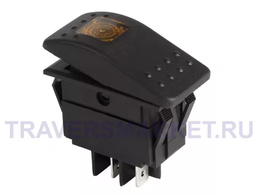 Выключатель клавишный 12V 35А (4с) ON-OFF желтый  с подсветкой  REXANT