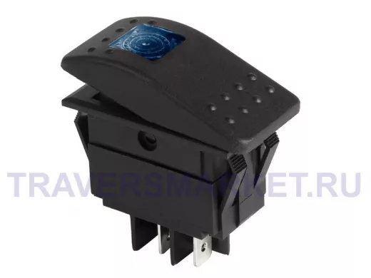 Выключатель клавишный 12V 35А (4с) ON-OFF синий  с подсветкой  REXANT