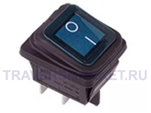 Выключатель клавишный 250V 15А (4с) ON-OFF синий  с подсветкой ВЛАГОЗАЩИТА  REXANT