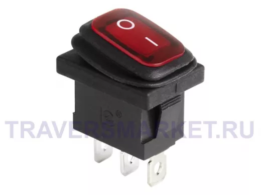 Выключатель клавишный 250V 6А (3с) ON-OFF красный  с подсветкой  Mini ВЛАГОЗАЩИТА REXANT