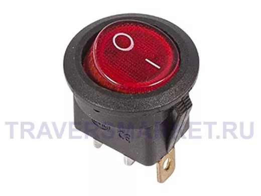 Выключатель клавишный круглый 250V 6А (3с) ON-OFF красный  с подсветкой  REXANT