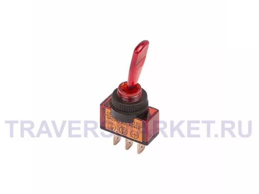Тумблер 12V 20А (3c) ON-OFF однополюсный  с красной подсветкой 36-4370-01 (БЛИСТЕР) 1шт