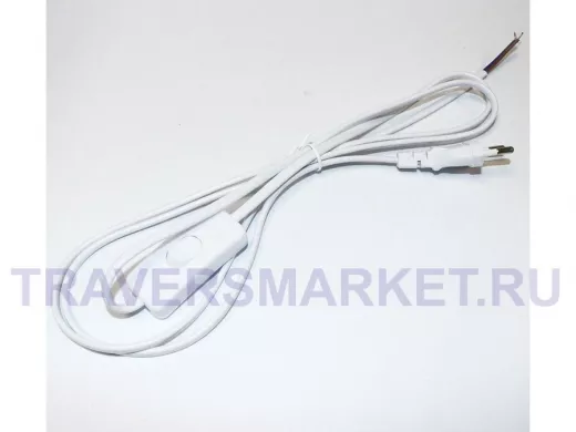 Шнур сетевой CEE7/16 с ВЫКЛЮЧАТЕЛЕМ (250V/2A) L=1.8м (2x0.75мм2) белый