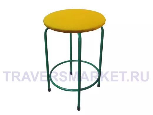 Табурет с подставкой для ног и полкой "TABURETTO-20334" круглое сиденье, зелёный, жёлтый, ткань