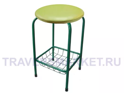 Табурет с подставкой для ног и корзинкой для вещей "TABURETTO-20415" зелёные ножки, жёлтый, экокожа