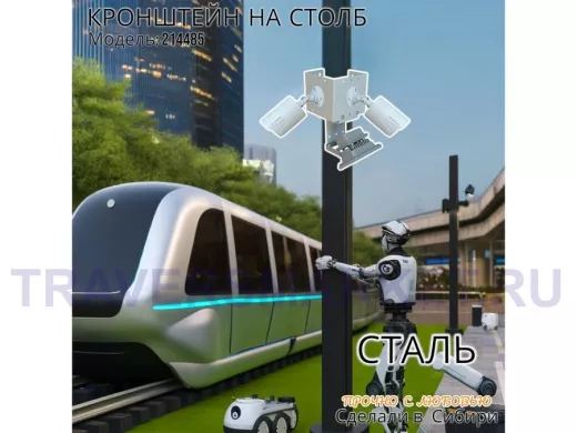 Кронштейн для двух видеокамер с пластиной для прожектора "IPAHD-214485" цвет серый, под СИП-ленту