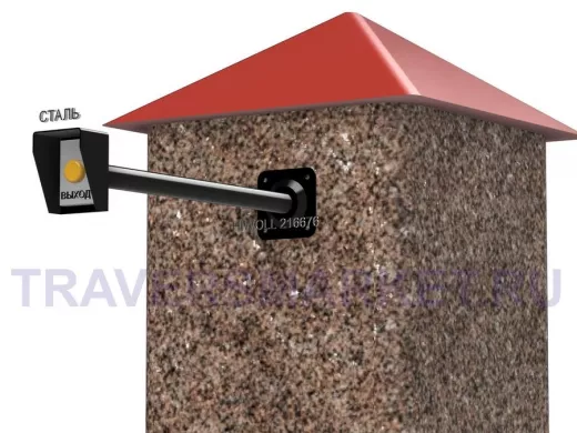 Стальной защитный козырек для кнопок выхода с вылетом от стены 50см 