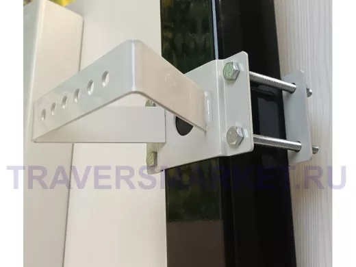 Кронштейн для прожектора на квадратную трубу 60х60мм с отверстием "ХОП-217067" серый, сталь