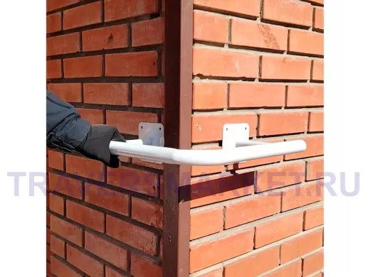 Поручень угол 90гр, наружний, 40х40см "ПоручПро-217108" вылет 16см, серый, 2 опоры, диаметр 32мм