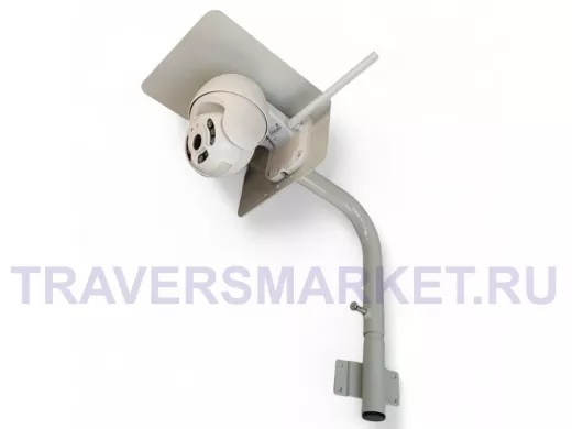 Кронштейн поворотный с козырьком для видеокамеры и прожектора, вылет 25см 