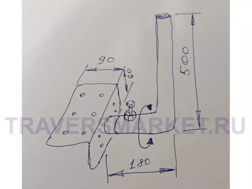 Кронштейн антенный на торец крыши, поворотный, вверх 50 см, 9х15см "ТОРЕЦКРЕП-217487" серый, 32мм