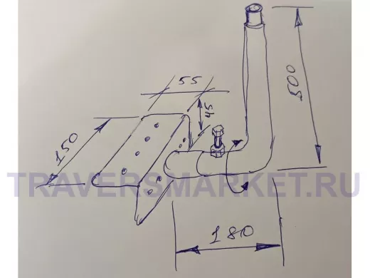 Кронштейн антенный на торец крыши, поворотный, вверх 50 см, обжат, 5х15см "ТОРЕЦКРЕП-217489" серый