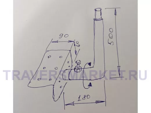 Кронштейн антенный на торец крыши, поворотный, вверх 50 см, 9х15см, обжат "ТОРЕЦКРЕП-217490" черный