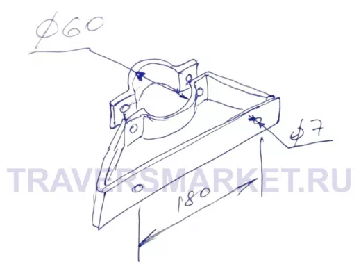 "ПрожеКреп-217830" кронштейн для прожектора на трубу, мачту диаметром 60мм, шаг 18см, сталь, черный