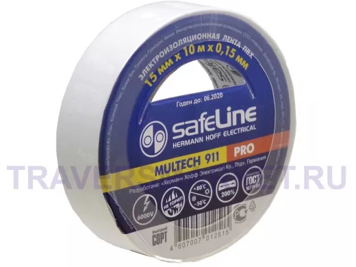 Изолента 15мм х 10метров белая  Safeline