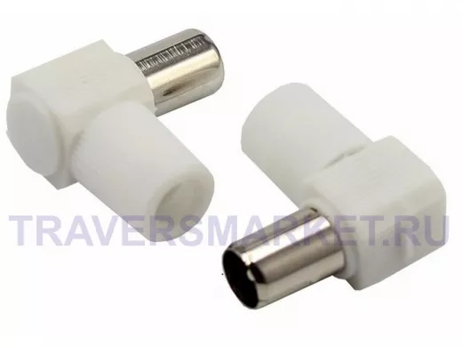 Разъем штекер TV без пайки белый угловой  REXANT