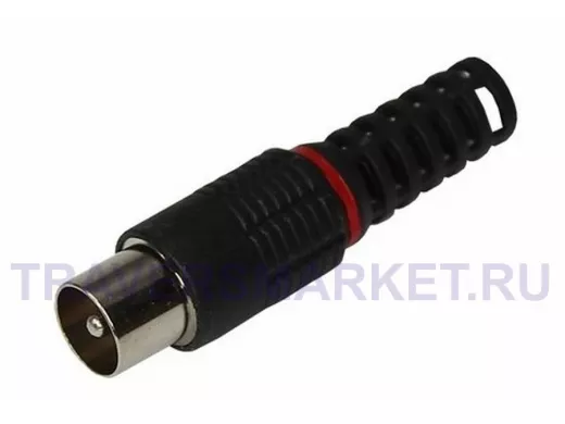 Штекер ТВ  чёрный прямой без пайки