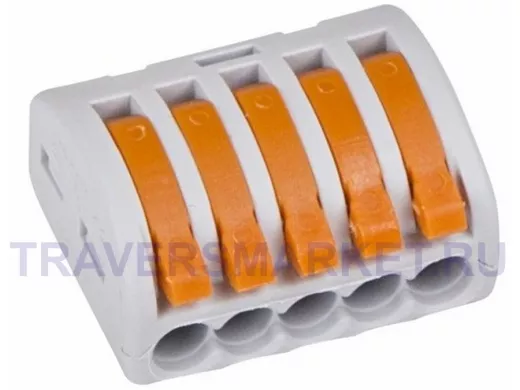 Универсальная многоразовая 5-проводная клемма (0,08-2,5 (4) мм?) 40 шт. прозрачная REXANT