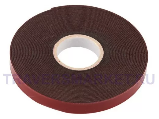 Двухсторонний скотч серый на HBA акриловой основе, защитная пленка красная, 9 мм, 5 м REXANT