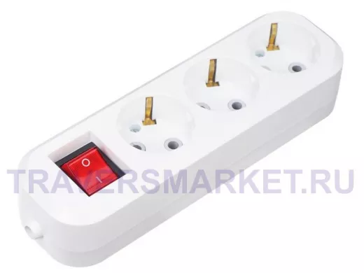 Колодка удлинителя 3 гнезда с кнопкой c заземлением REXANT