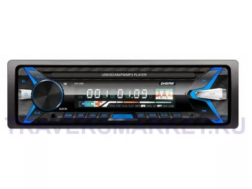 Автомагнитола Digma DCR-400R 1DIN 4*45Вт (USB/AUX/SD/эквалайзер/цв.дисплей)