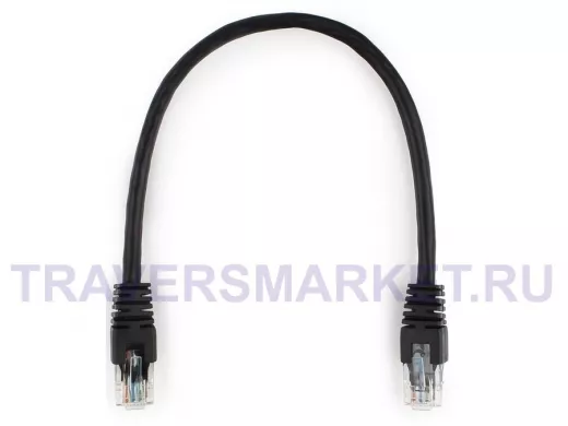 Патч-корд Cablexpert PP6U-0.25M/BK кат.6, 0.25м, UTP, литой, многожильный (чёрный) PP6U-0.25M/BK