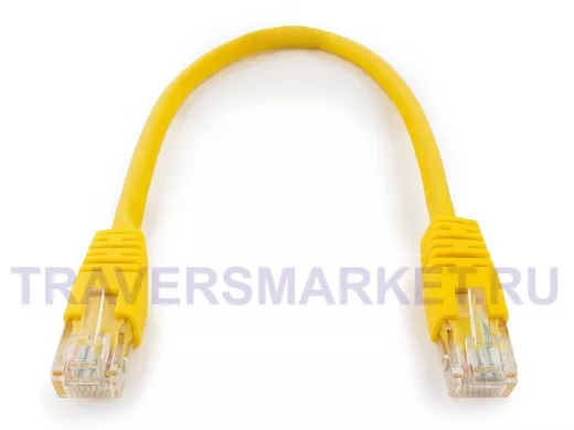 Патч-корд Cablexpert PP6U-0.25M/Y кат.6, 0.25м, UTP, литой, многожильный (жёлтый) PP6U-0.25M/Y