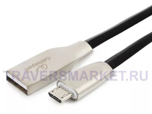 Кабель микро USB (AM/microBM)  1.0 м Cablexpert CC-G-mUSB01Bk-1M, USB 2.0, серия Gold,  черный