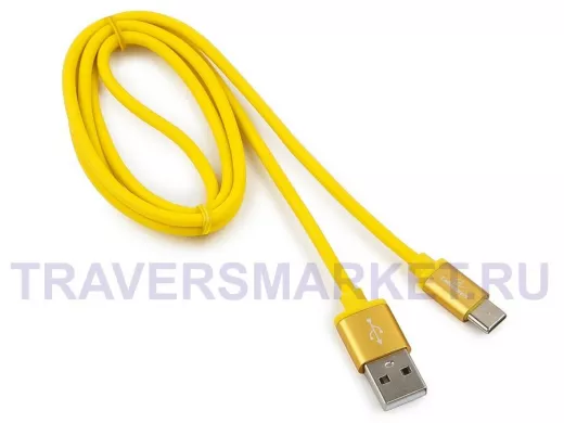 Шнур USB / Type-C Cablexpert CC-S-USBC01Y-1M, AM/Type-C, серия Silver, длина 1м,желтый, блистер, 2,0