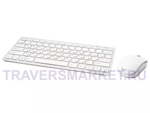 Беспроводной комплект клавиатура+мышь Gembird KBS-7001, 2.4ГГц, серебристый/белый