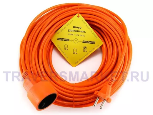 Сетевой удлинитель  Power Cube PC-L1-B-30, 10 А/2,2 кВт, 30 м, 1 розетка б/з,оранжевый PC-L1,в бухте