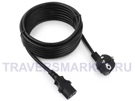 Кабель питания 5м Cablexpert PC-186-1-5M, Schuko- C13, 3x1кв.мм, черный, с заземлением, пакет