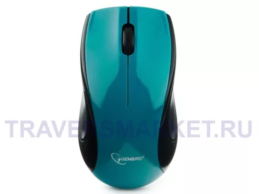 Мышь беспроводная Gembird MUSW-320-B, 2.4ГГц, голубой, 2 кнопки+колесо-кнопка, 1000 DPI, батарейки в
