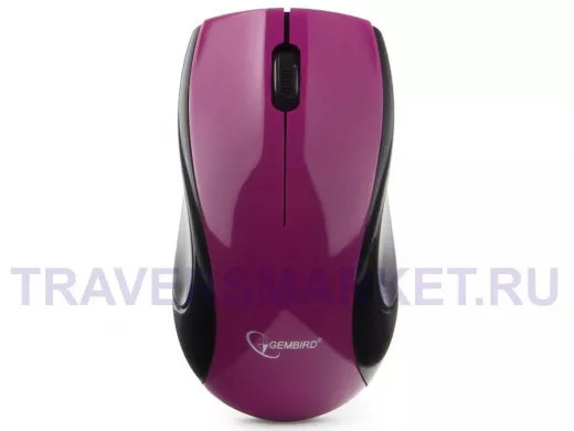 Мышь беспроводная Gembird MUSW-320-P, 2.4ГГц, фиолетовый, 2 кнопки+колесо-кнопка, 1000 DPI, батарейк