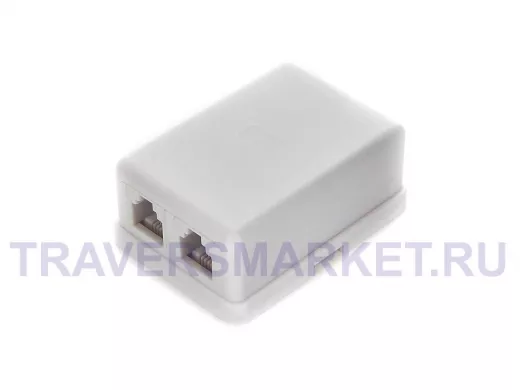 Розетка телефонная TA-102 RJ-11 (6P4C) внешняя 2 порта, белая TA-102