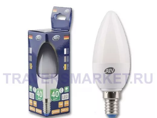 Светодиодная лампа  REV Classic C37 Е14 5W, 2700K, теплый свет