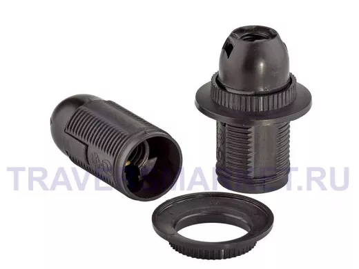 Патрон E14 люстровый с кольцом черный